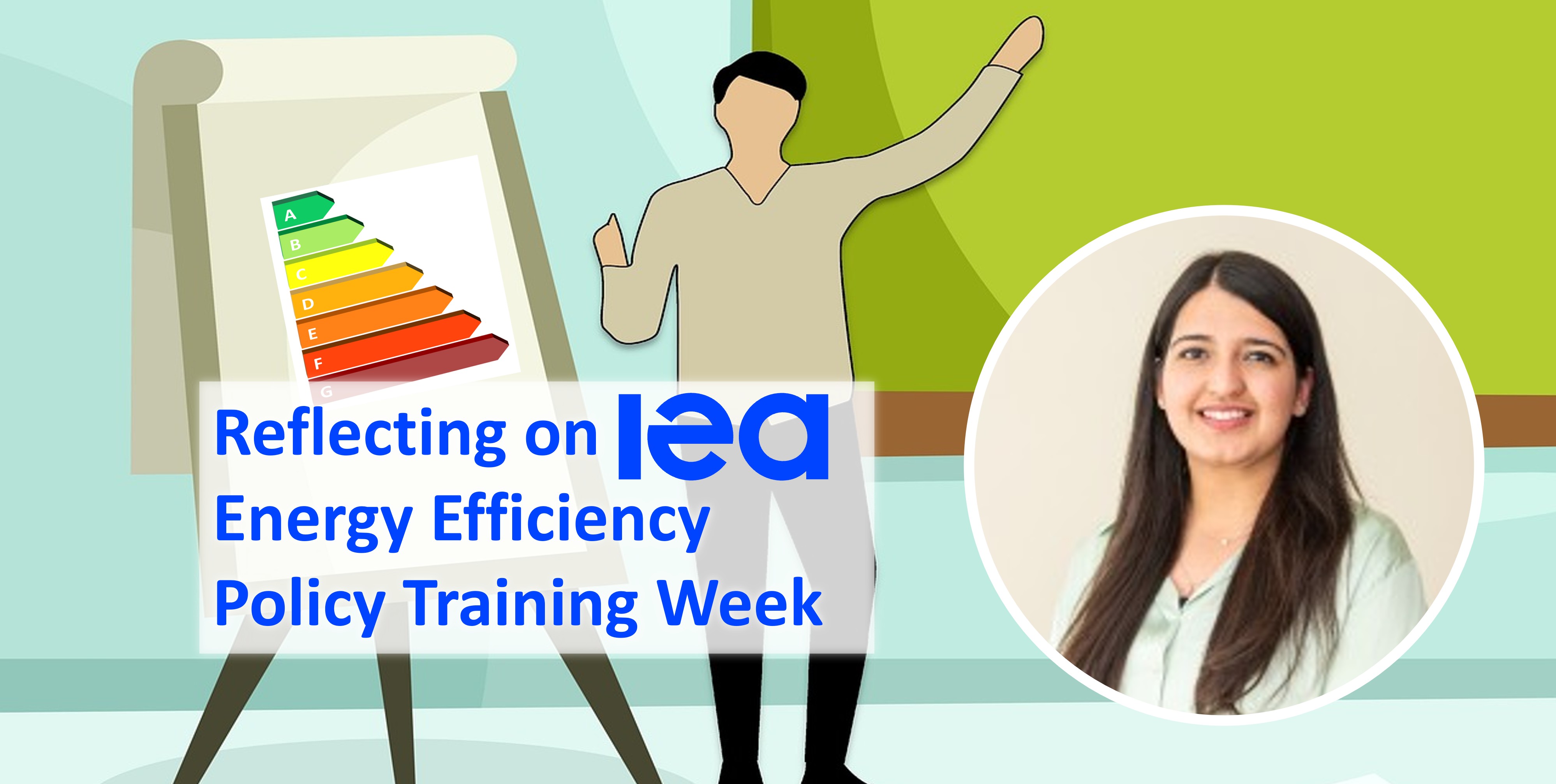 Blog thumbnail photo for Reflecting on the 20th IEA Energy Efficiency Policy Training Week including a headshot photo of Dr Sweta Malik